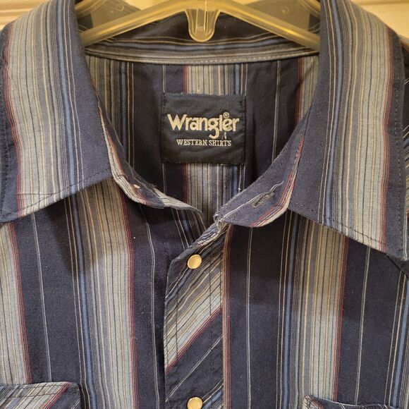 MEN'S WRANGLER RETRO PREMIUM LONG SLEEVE WESTERN SNAP PLAID SHIRT 2XL BLUE PLAID - Picture 2 of 4